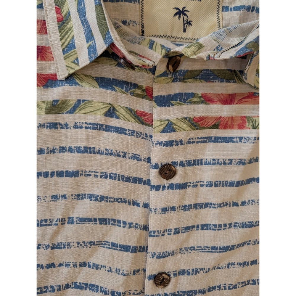 Island Republic Vintage Collection 100% Silk Striped Floral Camp Shirt- Size XXL - Picture 4 of 5